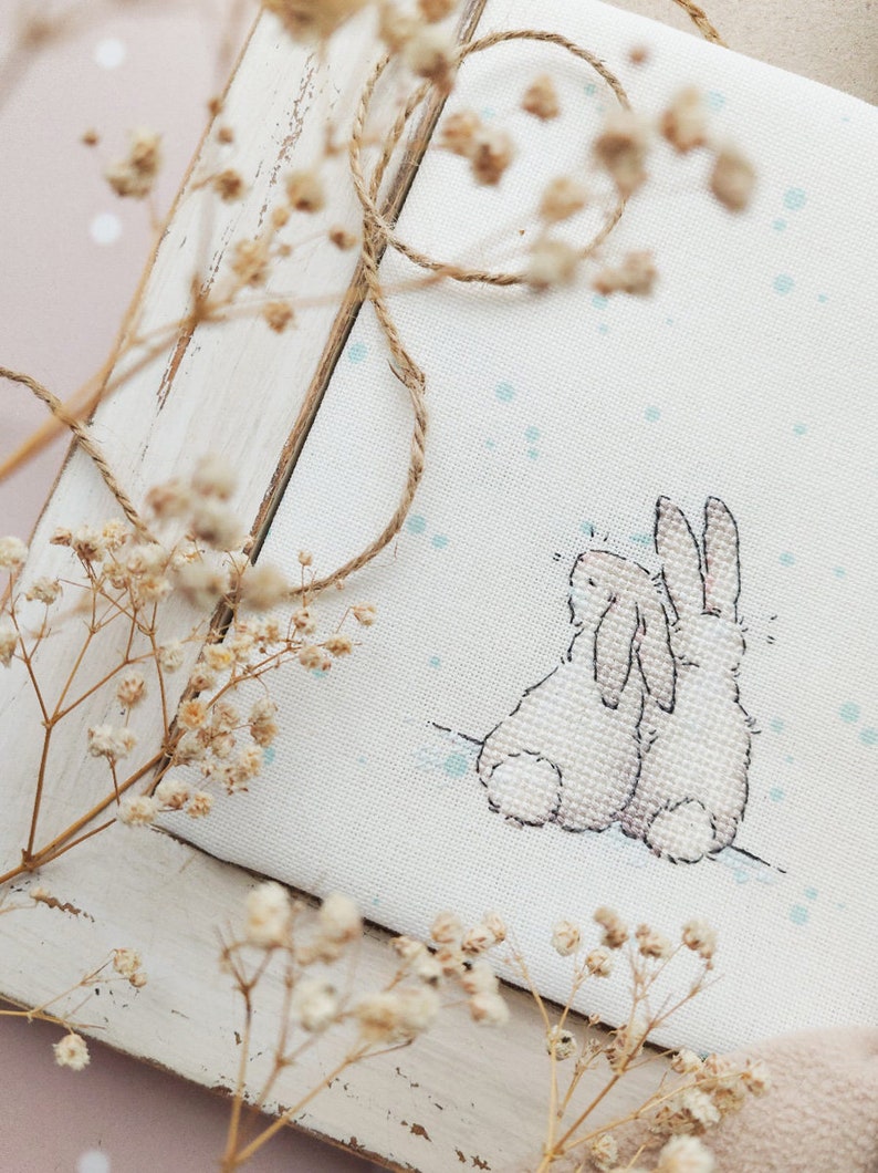 Pair of bunnies cross stitch pattern bunnies in love cross stitch image 4