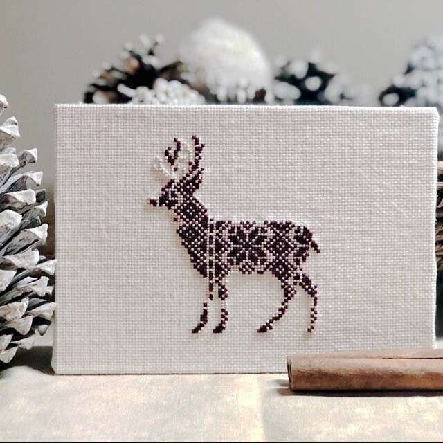 White Christmas Deer Cross Stitch Pattern Easy Pattern Deer - Etsy