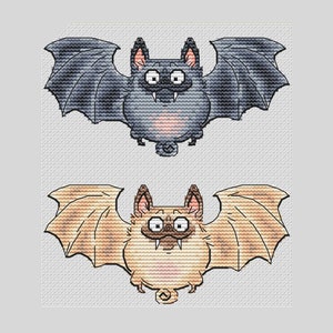 Funny bats cross stitch pattern