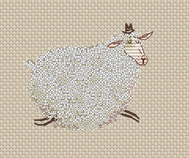 Mr. Sheep Cross Stitch Pattern Farm Animal Cross Stitch Sheep Etsy