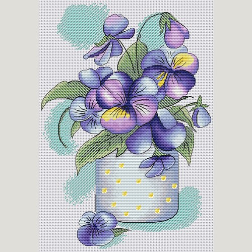 Violets in the Cup Cross Stitch Pattern Violets Bouquet Cross Etsy