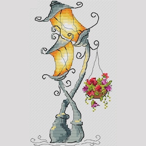 Street lamps cross stitch pattern