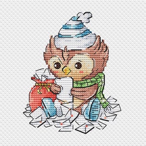 Christmas card cross stitch pattern baby owl cross stitch pattern Christmas cross stitch Christmas greetings cute owl cross stitch pattern