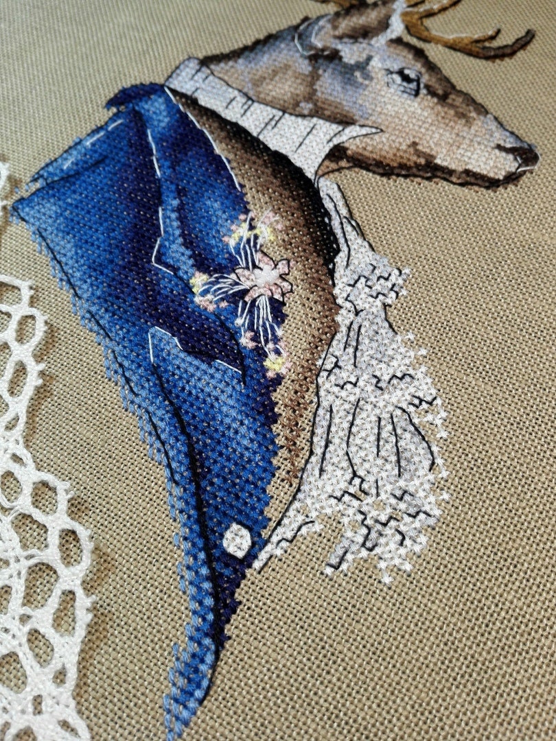 Portrait of Deer Cross Stitch Pattern Stag Cross Stitch Royal Etsy