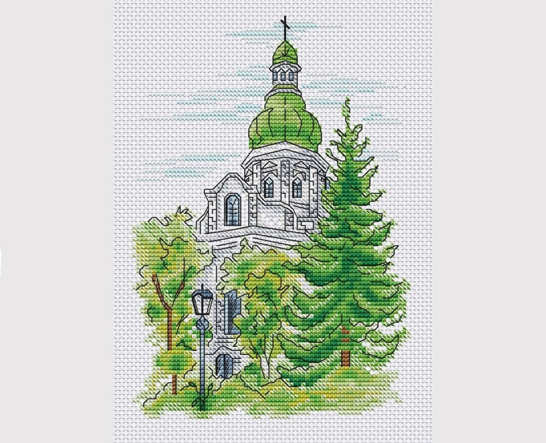 Cathedral Cross Stitch Pattern Church View Cross Stitch Landscape With Cathedral Cross Stitch Patterns Craft Supplies Tools Safarni Org