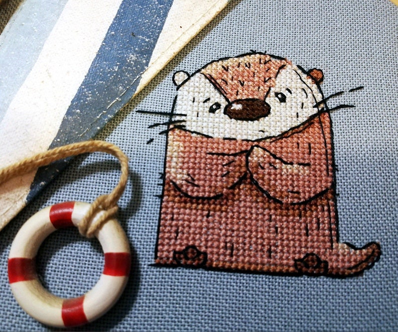 Cartoon Otter Cross Stitch Pattern Little Otter Cross Stitch | Etsy