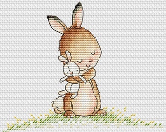 Bunny love Cross Stitch Pattern bunny cross stitch chart Baby cross stitch pattern by SVStitch