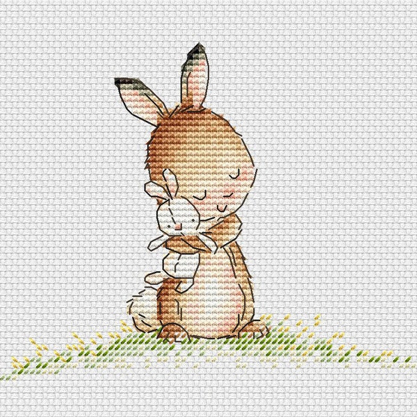 Bunny love Cross Stitch Pattern tableau de point de croix lapin Modèle de point de croix bébé par SVStitch