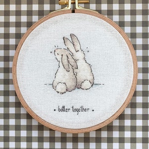 Pair of bunnies cross stitch pattern bunnies in love cross stitch image 5