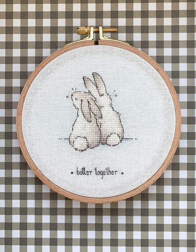 Pair of bunnies cross stitch pattern bunnies in love cross stitch image 5