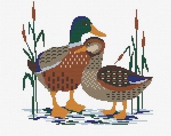 Couple of ducks cross stitch pattern