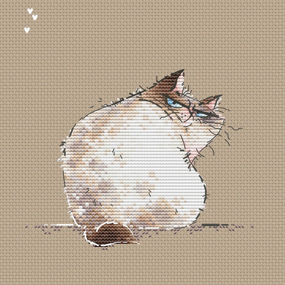 Fat thai cat cross stitch pattern