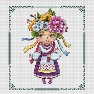 Ukrainian doll cross stitch pattern Ukraine digital download