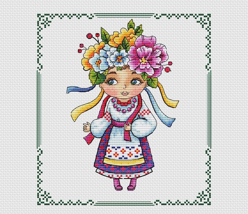 Ukrainian doll cross stitch pattern Ukraine digital download 