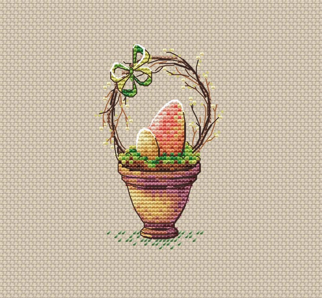 Easter Basket With Egg Cross Stitch Pattern Small Easter Design Instant ...