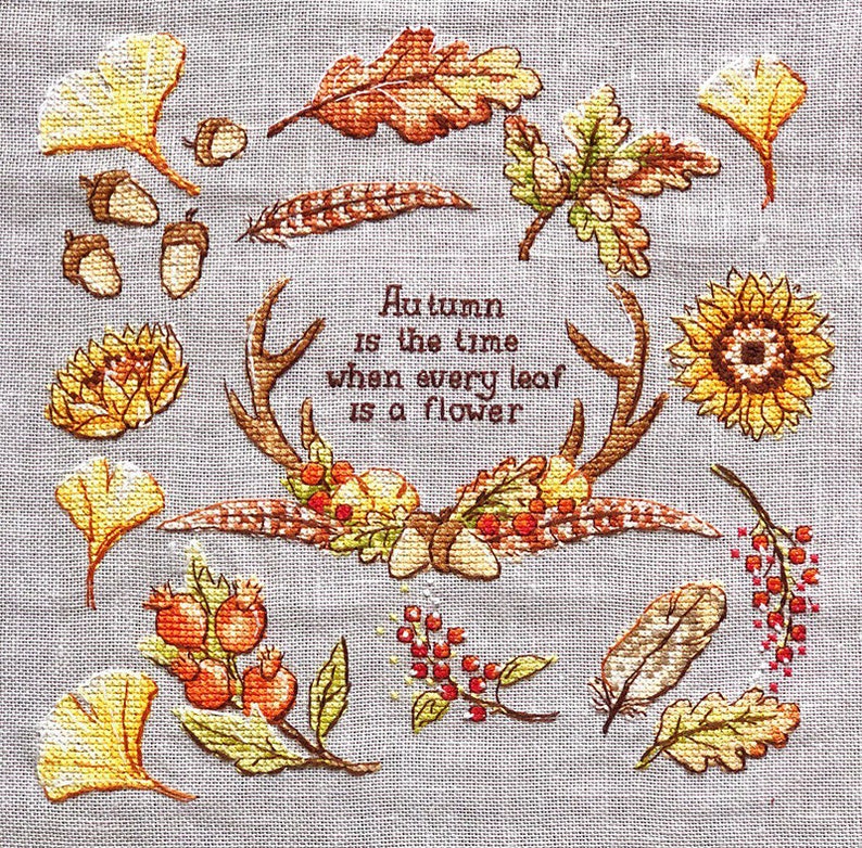 Autumn Sampler Cross Stitch Pattern Autumn Leafs Cross Stitch - Etsy