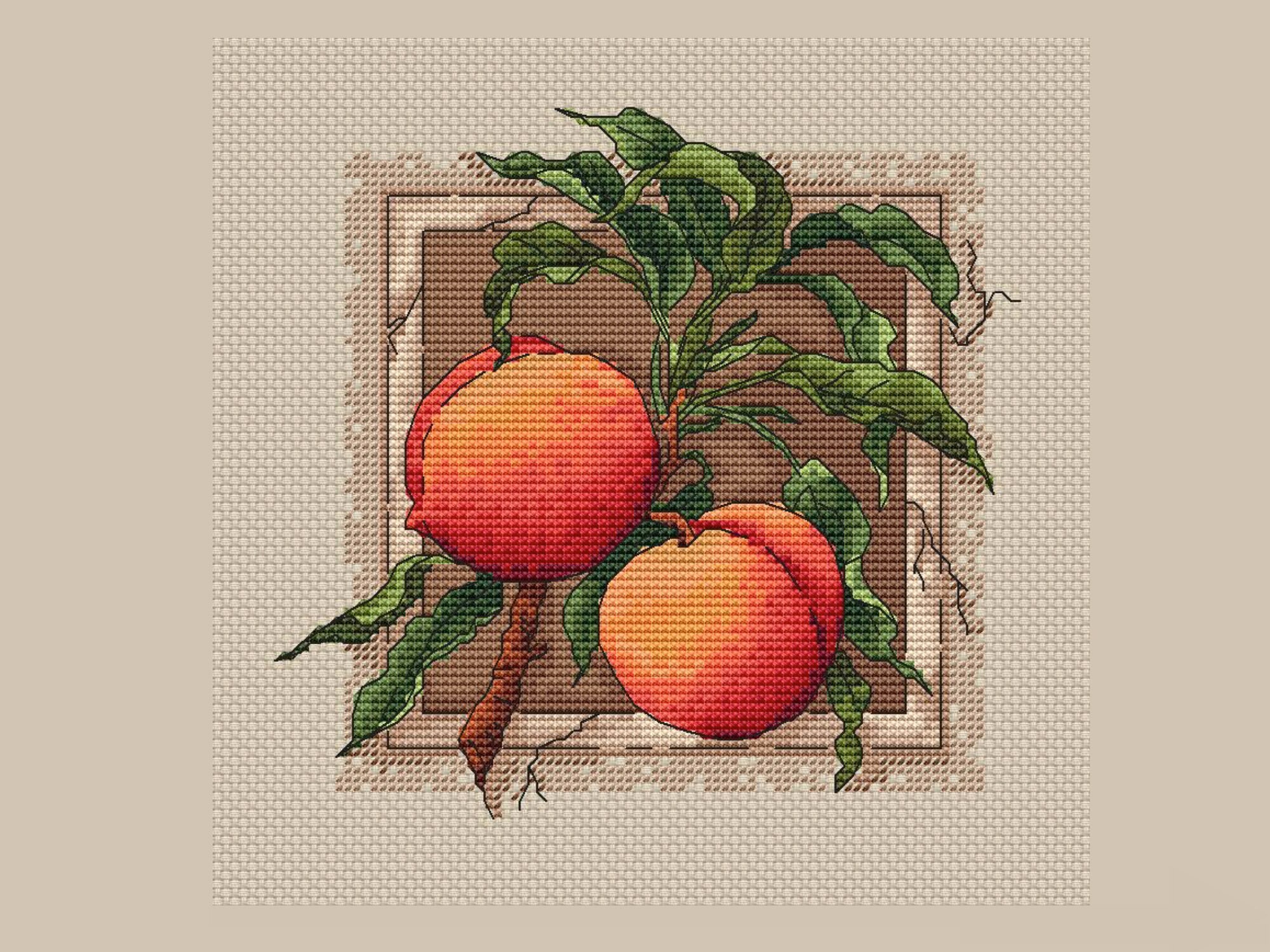 Peach Cross Stitch Pattern Fruits Cross Stitch Embroidery Etsy