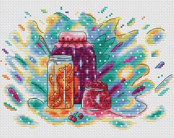 Jar of jam cross stitch pattern