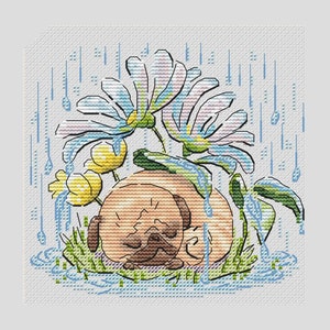 Sleeping dog cross stitch pattern