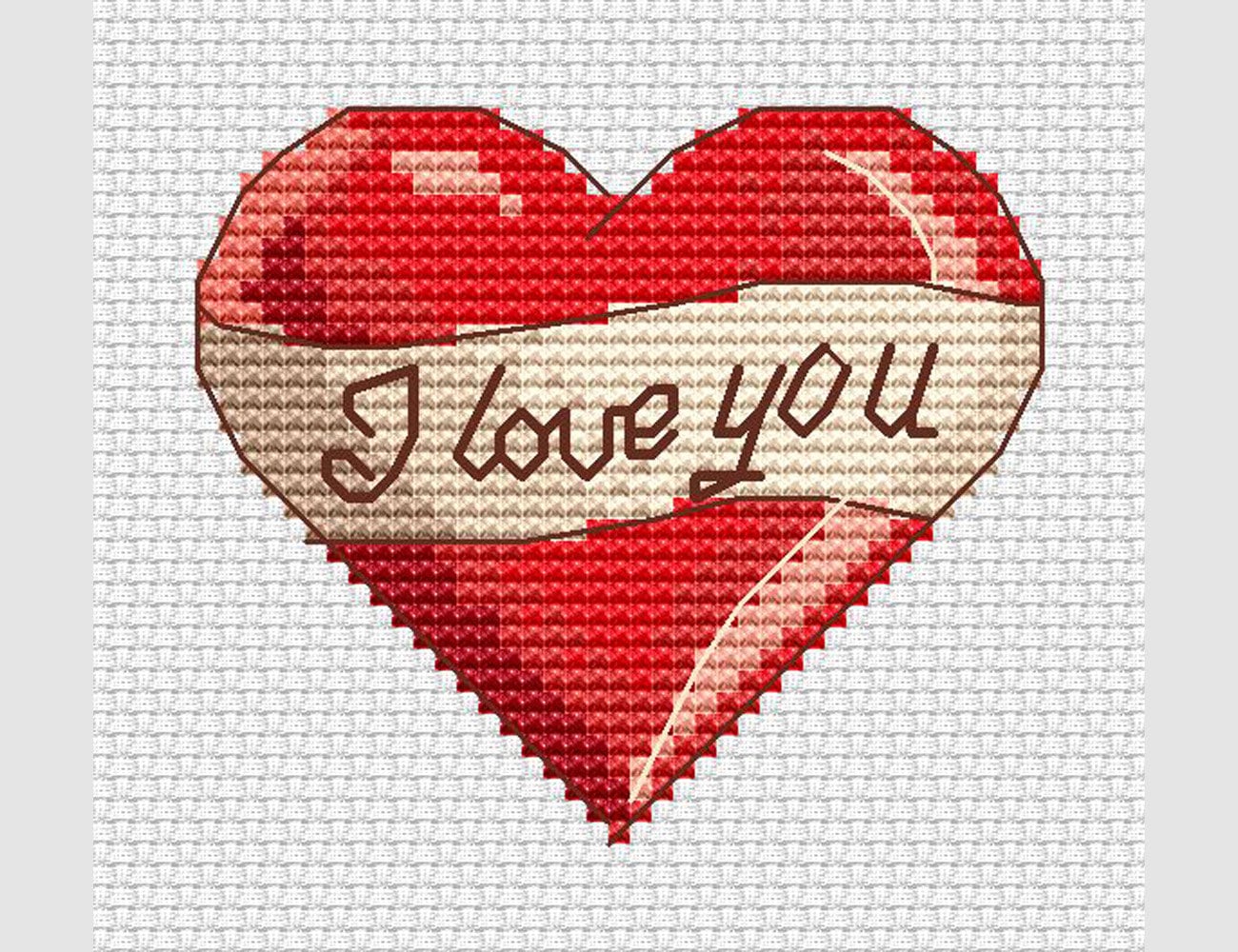 Red Heart Cross Stitch Pattern I Love You - Etsy