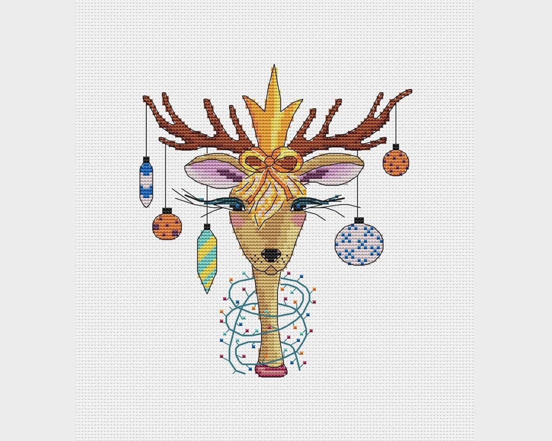 Christmas Deer Ornament Cross Stitch Pattern - Etsy
