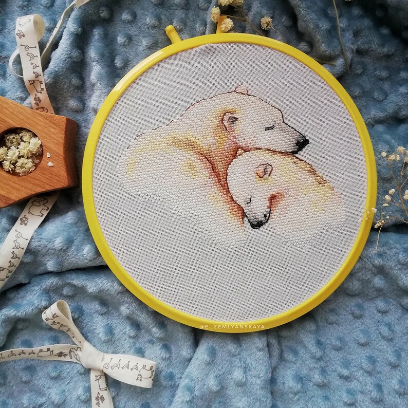 Pair of Polar Bears Cross Stitch Pattern Bears Couple Cross Etsy