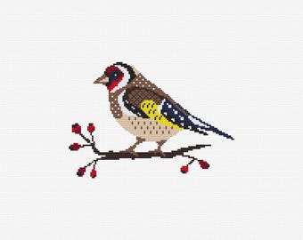 Goldfinch bird cross stitch pattern