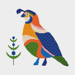 Quail cross stitch pattern