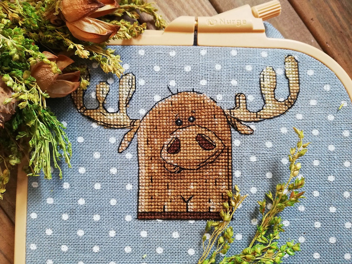 Funny Moose Cross Stitch Pattern Animal Easy Cross Stitch | Etsy