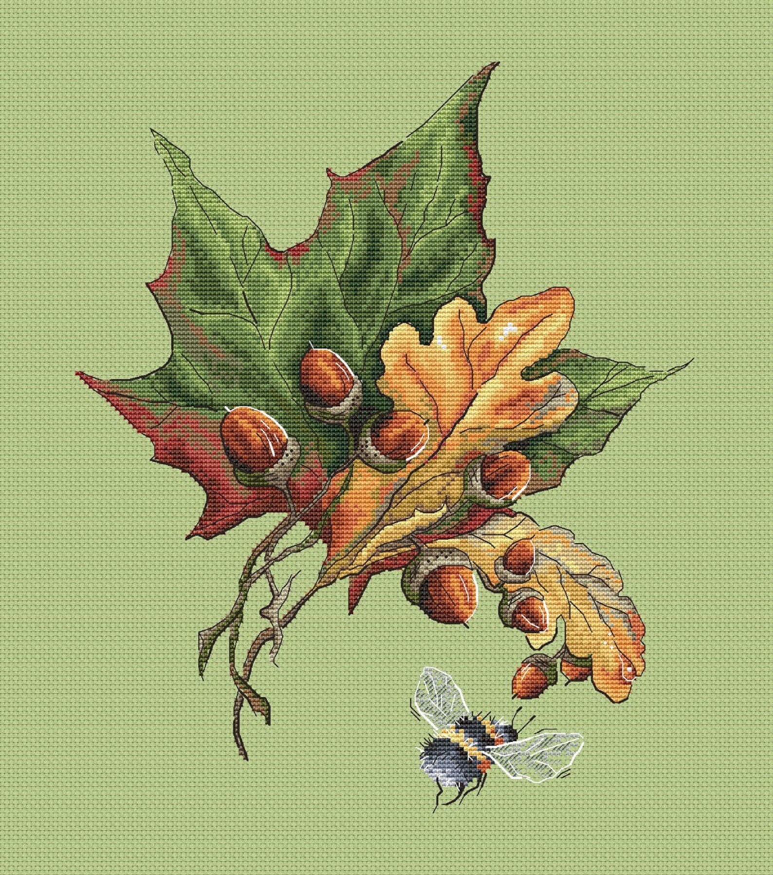 Oak Cross Stitch Pattern Autumn Leaves Cross Stitch Acorns Etsy