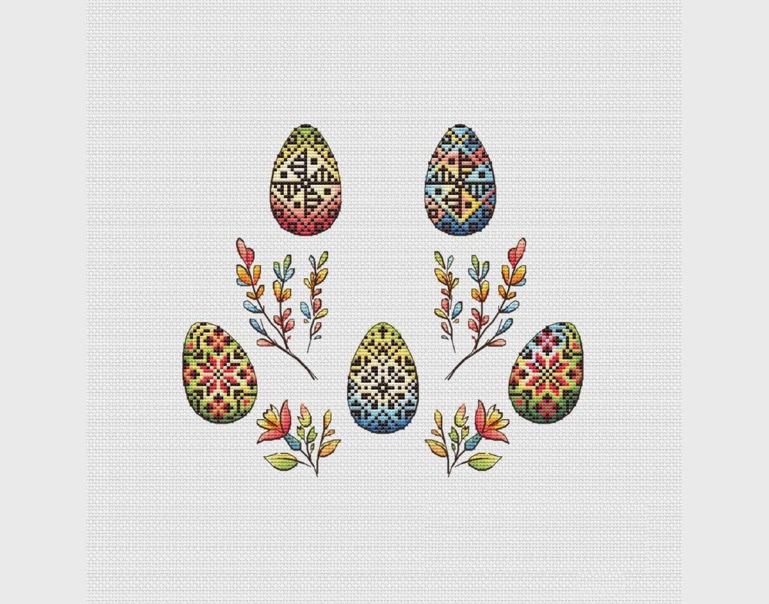 Easter Eggs Ornament Cross Stitch Pattern - Etsy