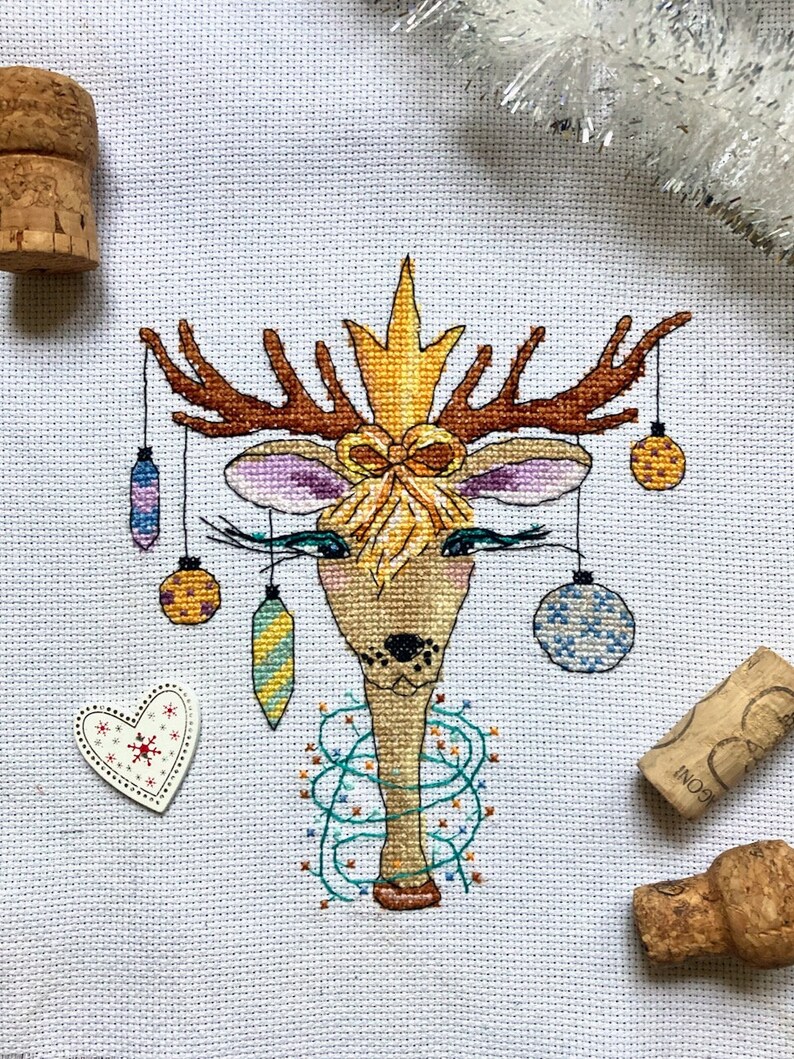 Christmas Deer Ornament Cross Stitch Pattern - Etsy