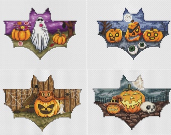 Grille point de croix Halloween chauve-souris