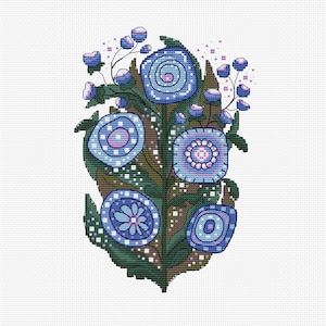 Schema punto croce fiori blu