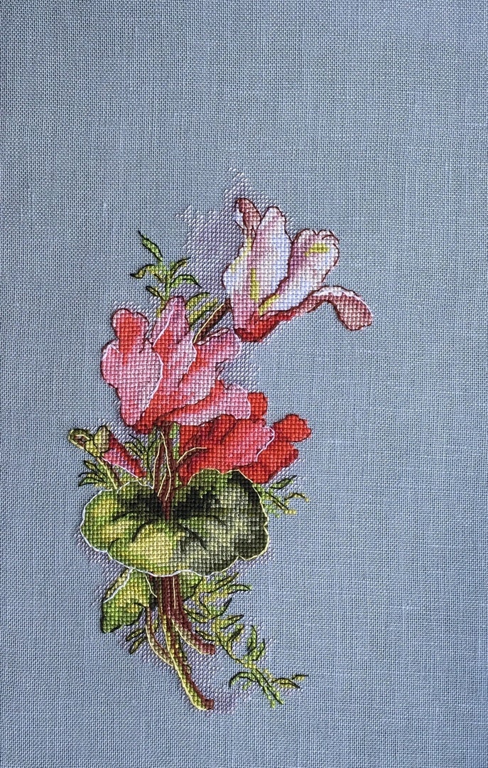 Cyclamens cross stitch pattern flowers cross stitch pattern Etsy