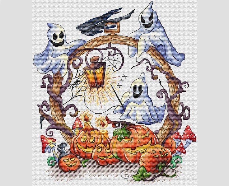 Spooky Ghosts Cross Stitch Pattern Halloween Cross Stitch Etsy