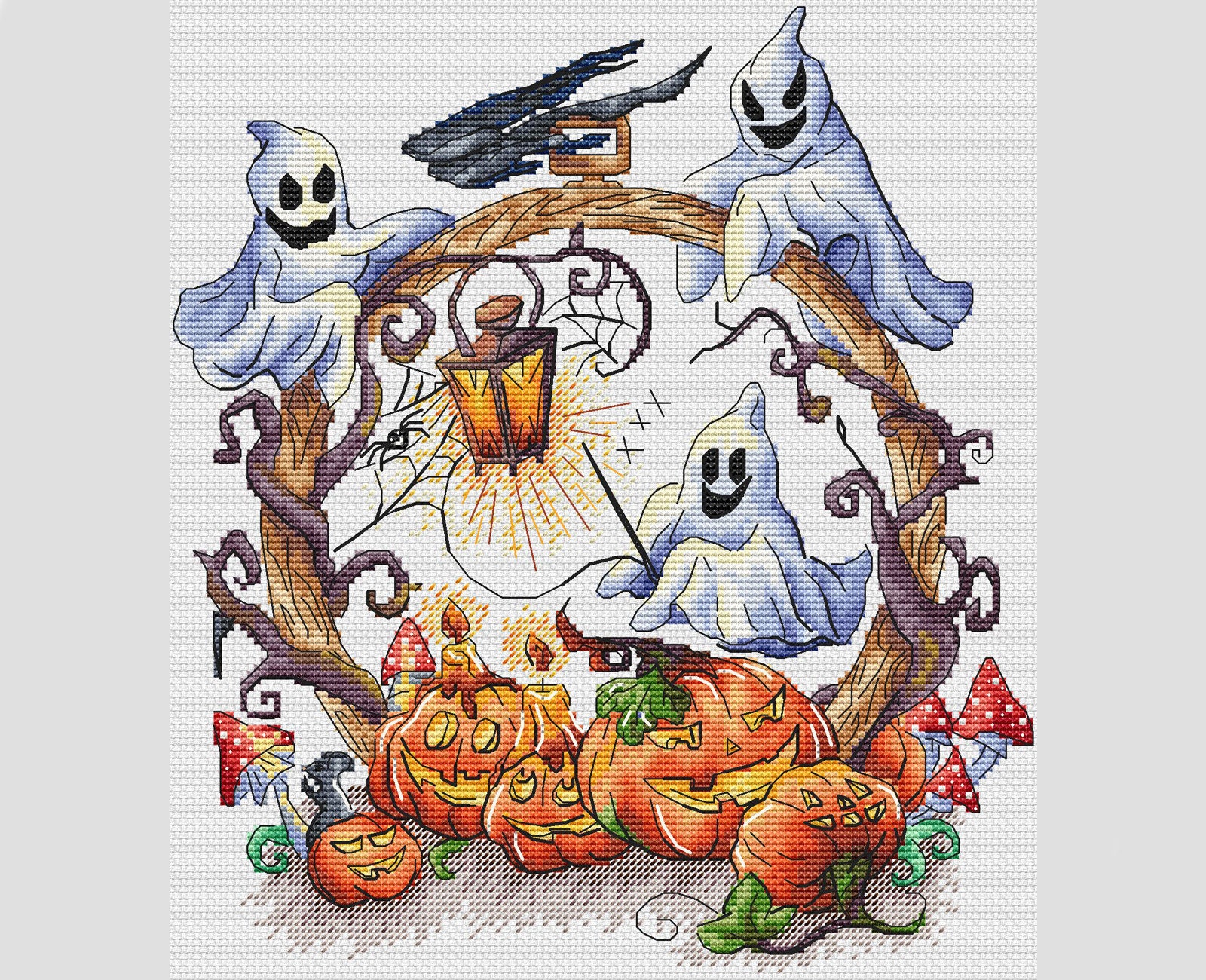Spooky ghosts cross stitch pattern Halloween cross stitch | Etsy