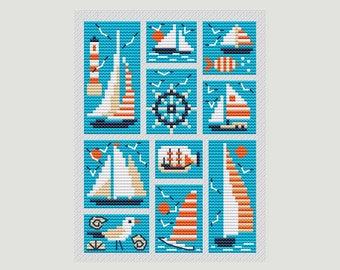 Sailboat cross stitch pattern