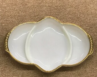 Vintage milk glass relish dish