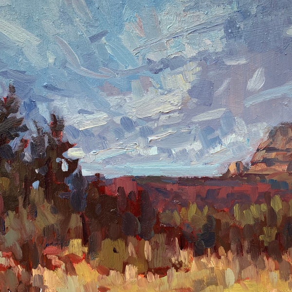 Winter Sky - Sedona Plein Air - Original Landscape Oil Painting