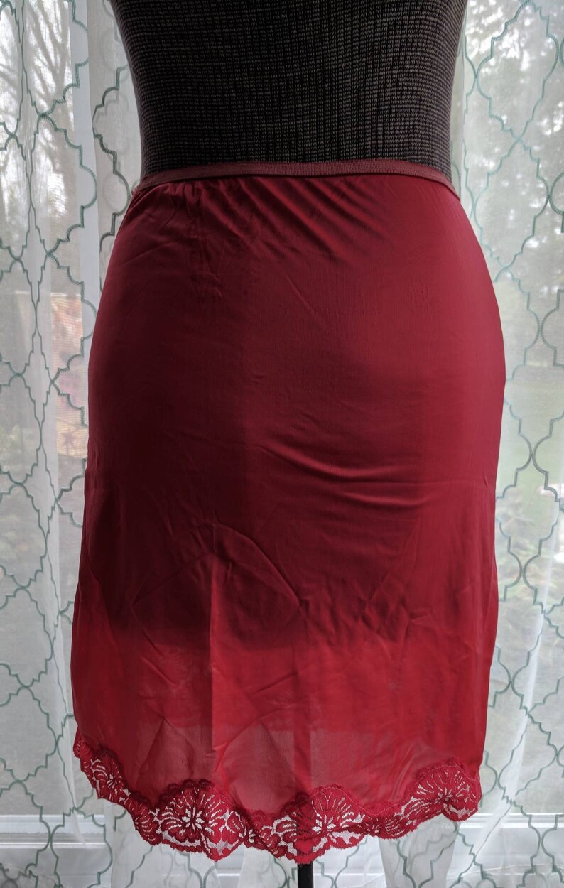 Vintage 50/'s 60/'s Red Nylon Nani Flower Dressy Slip with Lace Dress Wedding Party Fancy