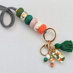 Teacher lanyard, Accessory, Beaded lanyard, Necklace lanyard, Lanyard with ID holder, Clay accessory, Key lanyard, Handmade badge holder image 3