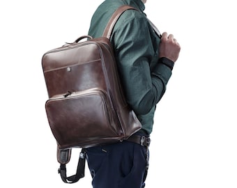 Brown leather backpack Leather black rucksack for men Backpack for women Men's rucksack School backpack Gift  Laptop backpack