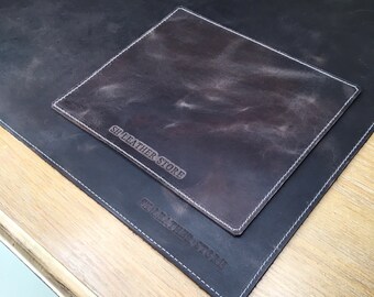 Full-Grain Leather Desk Mat and Mousepad Set: Personalized Office Decor