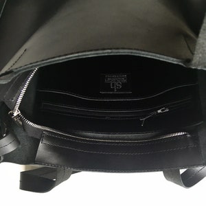 BLACK LEATHER TOTE bag Women/Men leather hand bag Shopping bag Office bag Laptop women bag Large shoulder bag Free personalization image 4
