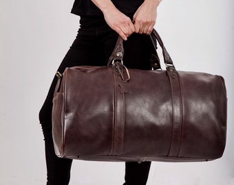 LEATHER TRAVEL BAG Leather duffel bag Leather weekender bag Leather overnight bag Unisex gym bag