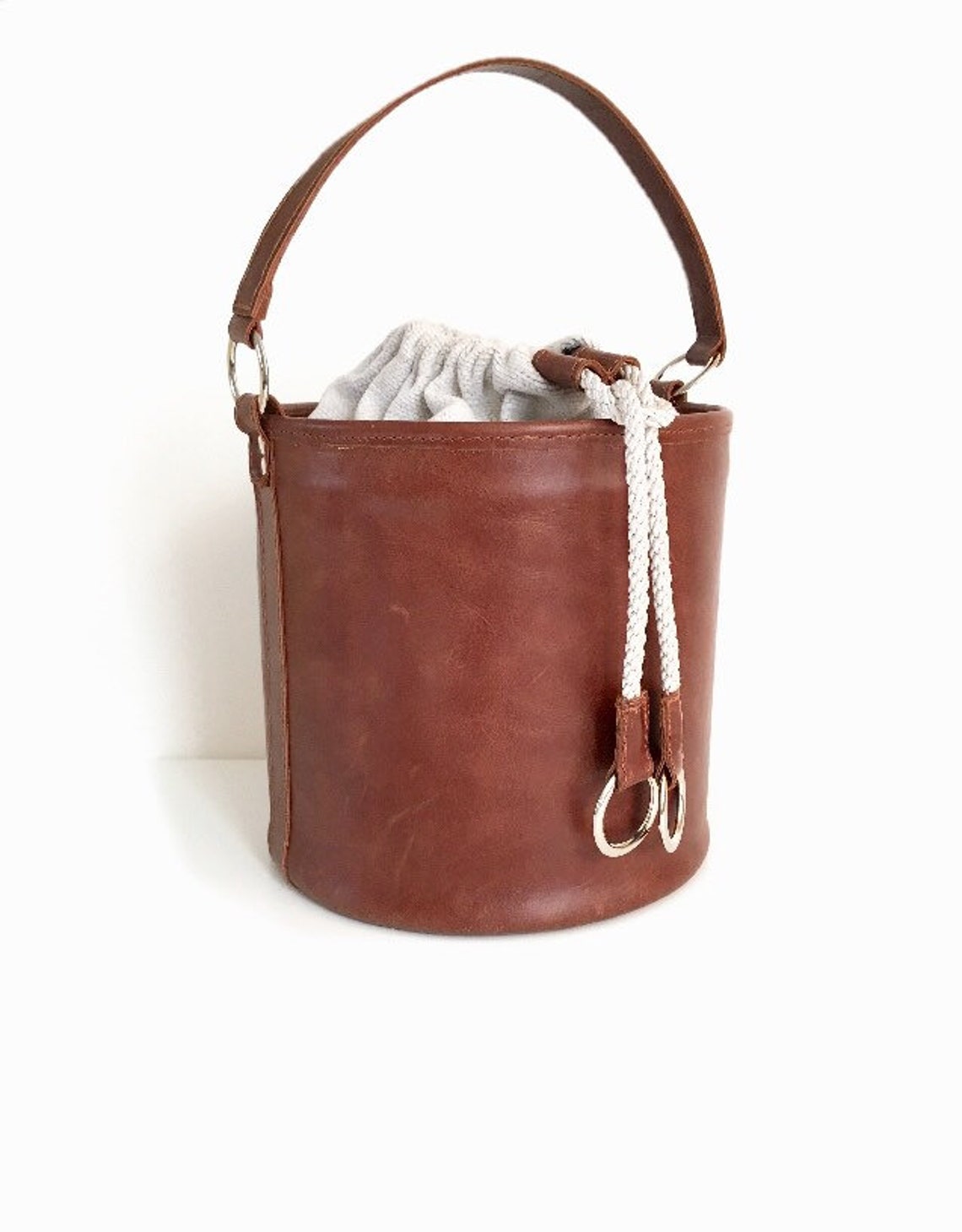 Leather brown bucket bag Leather sac bag Brown handbag for Etsy