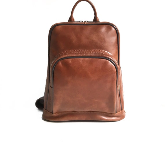 Leather Women Backpack Shoulder Bag Medium Size Brown Rucksack | Etsy
