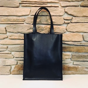 BLACK LEATHER TOTE bag Women/Men leather hand bag Shopping bag  Office bag Laptop women bag Large shoulder bag Free personalization