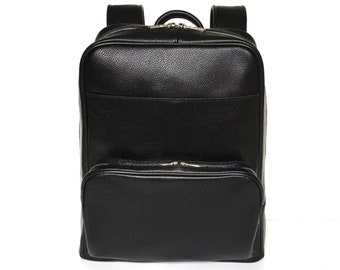 Black leather backpack Leather black rucksack for men Backpack for women Men's rucksack School backpack Gift for him Laptop backpack